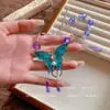 Colar Borboleta de Cristal Azul Resistente Estilo Ins para Mulheres, Novo Modelo 2026, Acessório de Corrente para Clavícula Super Fada de Luxo Discreto de Nicho