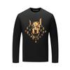 Camiseta de manga larga para hombre, camiseta fina de otoño para hombre, top casual de moda versátil, camiseta para hombre con perro de diamantes de imitación