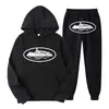 Sudadera con Capucha y Pantalón Casual con Estampado Clint419 Patrón Prisión del Diablo Europeo y Americano Conjunto de Dos Piezas para Hombre y Mujer