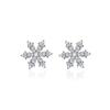 Brincos de floco de neve de zircônia elegantes de outono e inverno estilo coreano para mulheres, brincos de floco de neve de diamante completo de alta qualidade, acessórios de estudante de Natal