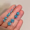 Aretes de Plata Aguja con Circonita Azul Marino para Mujer, Aretes Simples para Cartílago, Aretes Pequeños Mini de Circonita 3-8mm