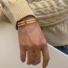 Design silencioso senso de alto nível novo ouro 18k aço inoxidável liso oco pulseira de linha dupla camada joias que não desbotam