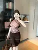 Conjunto de Falda Bodycon y Chaleco de Cuadros Ligero de Cuello Semi-Alto Nuevo Primavera 2026 para Mujer Atractiva Dulce Madura