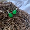 Brincos de Jade Malaio Verde Esmeralda Incrustados Moda Feminina Brincos de Jade Atacado