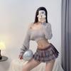 Lingerie Sexy Bonito Campus JK Camisola Uniforme Transparente Tentação Saia Curta Gola Baixa Paixão terno Feminino