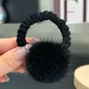 Atacado Pompons de Pelo de Vison Genuíno Laços de Cabelo Celebridade da Internet Coreana Ins Laços de Cabelo de Bola de Pelúcia Tiara para Prender Cabelo Elásticos para Mulheres