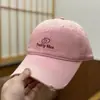 Boné de Beisebol Azul Marinho Bordado com Rosto Sorridente, Estilo Novo para Mulheres, Chapéu de Sol de Aba Larga para o Verão, Chapéu de Topo Macio que Faz o Rosto Parecer Menor