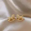 Aretes de Moneda de Carrusel Completamente Diamantados Estilo Chino para Mujer, Aretes Año Nuevo del Caballo, Aretes de Zirconia Incrustada en Cobre, Estilo Artístico Retro
