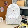 Nova mochila escolar para alunos do ensino fundamental II e médio, mochila fofa com estampa de urso e estrelas, mochila fofa de alta estética, bolsa de ombro dupla de desenho animado