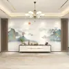 Nuevo estilo chino atmosférico paisaje pared de fondo de TV papel tapiz concepto artístico pintura a tinta sala de estar sofá cine y televisión Tela de pared mural sin costuras