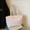 Bolso de Felpa Ins Retro Estilo Coreano 2025 Nuevo Modelo para Mujer, Gran Capacidad Casual para Viajar al Trabajo Bolso de Hombro Axila Bolso Tote