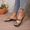 Chanclas Planas de Talla Grande para Mujer 2026 Nueva Moda Estilo Metálico Resort Sandalias de Playa para Exteriores