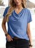 Ropa de Mujer de Comercio Exterior Transfronteriza Europea y Americana Primavera y Verano 2023 Amazon Wish Nuevos Tops Color Sólido Moda Casual Manga Corta Ropa de Mujer