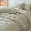 Conjunto de cama de quatro peças em jacquard 100% algodão puro de 60s, qualidade A genuína, estilo luxo leve, capa de edredom, lençol com elástico, conjunto de lençóis