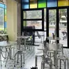 Mesas y Sillas Plegables de Restaurante de Té Estilo Hong Kong, Puesto de Comida, Casa de Té, Mesas y Taburetes de Acero Inoxidable con Patrón de Escamas de Pescado, Mesas y Sillas de Comedor del Sudeste Asiático