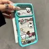 Funda de Teléfono con Ventana Grande de Cachorro de Dibujos Animados en Inglés Compatible con iPhone 18 Apple 17 Pro Max Cubierta Protectora Verde Fluorescente