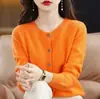 Atacado transfronteiriço de novos cardigãs de gola redonda para primavera, outono e inverno para mulheres, suéteres de tricô, roupas femininas de manga longa, versáteis e que afinam