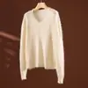 Suéter de lana cepillada con cuello en V para mujer, 26 nuevo modelo otoño/invierno, 90% lana merino, cachemira, seda de morera, tejido sin costuras