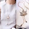 Nuevo Estilo Lazo de Cristal Cadena Larga para Suéter Cadena de Perlas de Moda Collar con Colgante de Borla Accesorio para Ropa