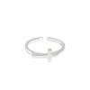 2088 Anillo de Plata Esterlina S925 Estilo Coreano Ins Minimalista Combinable Cruz Liso Abierto Delgado Anillo de Dedo de Plata para Mujer