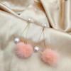 Versión coreana de los nuevos pendientes de aguja de plata S925 color otoño e invierno bola de visón de agua perla pendientes pendientes pendientes precio mayorista