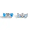 Pendientes de Corazón de Titanio F136 de Tres Eslabones Incrustados con Circonitas Clavos para Hélice de Oreja Aleación de Titanio G23 Joyería para Piercings Clavos para Cóclea