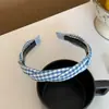 Faixa de Cabelo Retrô Xadrez Multicolorido Estilo Coreano com Nó Torcido para Mulheres Faixa de Tecido Entrelaçado Acessório de Cabelo Versátil para o Dia a Dia