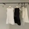Liquidación, sin devoluciones ni cambios. Vestido de verano estilo coreano simple, elegante, versátil, sin mangas, línea A, fruncido en la cintura para mujer 5008