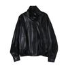 Chaqueta de Cuero Corta Negra Mate Texturizada Bie para Mujer de Gama Alta Retro con Cuello Alto y Cremallera Chaqueta de Motociclista