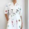 2026 Nuevo Estilo de Verano Ropa para Mujer Transfronteriza de Amazon Elegante Vestido Largo con Estampado y Cordones Estilo Francés