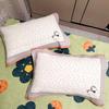 Fundas de Almohada de Algodón Puro Estilo Nuevo, un Par de Fundas de Almohada para Pareja del Hogar Hechas de Gasa, Algodón Simple, No Sueltan Pelusa, con Lazos, Engrosadas