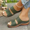 Sandálias Femininas de Salto Anabela Grande, Vazadas em Forma de Flor, de Calçar, para Comércio Exterior Europeu e Americano, Sapatos Casuais, Sandálias de Praia Retrô, Atacado em Estoque