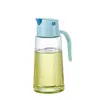 Dispensador de aceite de vidrio de apertura y cierre automático, a prueba de fugas y sin goteos, para uso en la cocina, botella de salsa de soja y vinagre con escala medidora para dispensación controlada de aceite