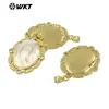 WT-JN271 Pingente Refletivo da Virgem Maria em Concha Branca com Zircônia Banhado a Ouro 18k Colar de Luxo Leve