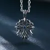Collar colgante de plata de ley s925 al por mayor para hombre con patrón de cruz hueca joyería antigua vintage de plata tailandesa