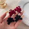 Año Nuevo Rojo Terciopelo Lazo Tocado tamaño pequeño DIY Pinza para el Cabello Pinza de Agarre Accesorios para el Cabello Flequillo de Frente para Mujer Pinza de Tiburón