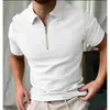 Camisa Polo Masculina com Zíper 3D, Gola Dobrável Estampada, Manga Curta, Pulôver Casual para Uso Diário, Nova, Transfronteiriça, Aliexpress