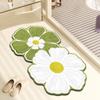Tapete de Chão Moderno Simples para Banheiro Antiderrapante Lama de Diatomáceas Absorvente de Água Secagem Rápida Tapete em Formato Especial Flor Tapete Antiderrapante para Porta de Banheiro