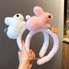 Faixa de Cabelo de Pelúcia de Coelho Fofo Estilo Coreano Super Fofo para Mulheres Outono e Inverno Lavagem de Rosto Faixa Antiderrapante Popular na Internet Novo Estilo Acessório de Cabeça de Pelúcia