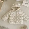 Chaqueta ligera de algodón con relleno de plumón para niñas, abrigo corto de algodón para niños, chaqueta de algodón con capucha para niños, ropa exterior de otoño/invierno para niños pequeños y bebés