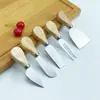 Juego de cuchillo para queso con mango de madera cuchillo para queso de acero inoxidable cuchillo para queso cuchillo para mantequilla cuchillo para pizza herramienta para pastel tenedor cuchillo para mantequilla