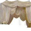 Cortinaje de boda, cabezal de cortinaje semicircular grande, cabezal de cortina ondulado, fondo de boda, arreglo de decoración de terciopelo de seda de leche