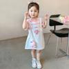 Vestido de niña Verano 2024 Nuevo Vestido de Verano para Niños Vestido de Hilo de Dos Piezas Falso para Niña Vestido de Princesa Dulce para Bebé