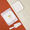 Pratos de Mesa para Bolo de Aniversário Prato de Papel Faca e Garfo Conjunto de Pratos Prato Quadrado Descartável para Jantar Prato de Assar Combinação de Prato e Garfo