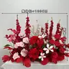 Arreglos de flores artificiales para bodas, arreglos florales para decoración de pasillo, decoraciones de escaparate de compromiso con temática de bosque, arreglos de escena de boda de color rojo rosa