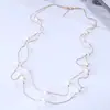 Colar de Pérolas Dupla Camada/Corrente para Suéter Elegante e Simples para Mulheres