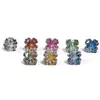 Aleación de Titanio F136 Trébol de Cuatro Hojas Zirconia Degradado Brillante G23 Titanio Arete para Hélice Auricular Stud para Labio Joyería para Piercings Corporales Accesorios