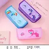 Nuevo estuche para lápices de gran capacidad con doble cremallera, simple, para estudiantes de secundaria, caja de papelería de dibujos animados, unisex