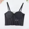 Sitio independiente de Amazon transfronterizo europeo y americano: Camisola corta para mujer con copas, espalda bonita, malla plisada, corsé de ballena