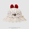 Sombreros de Encaje para Niñas de Primavera y Otoño, Sombreros de Pescador Súper Lindos con Lazo para Bebés de 1 a 3 Años, Sombreros de Pescador Versátiles Estilo Coreano